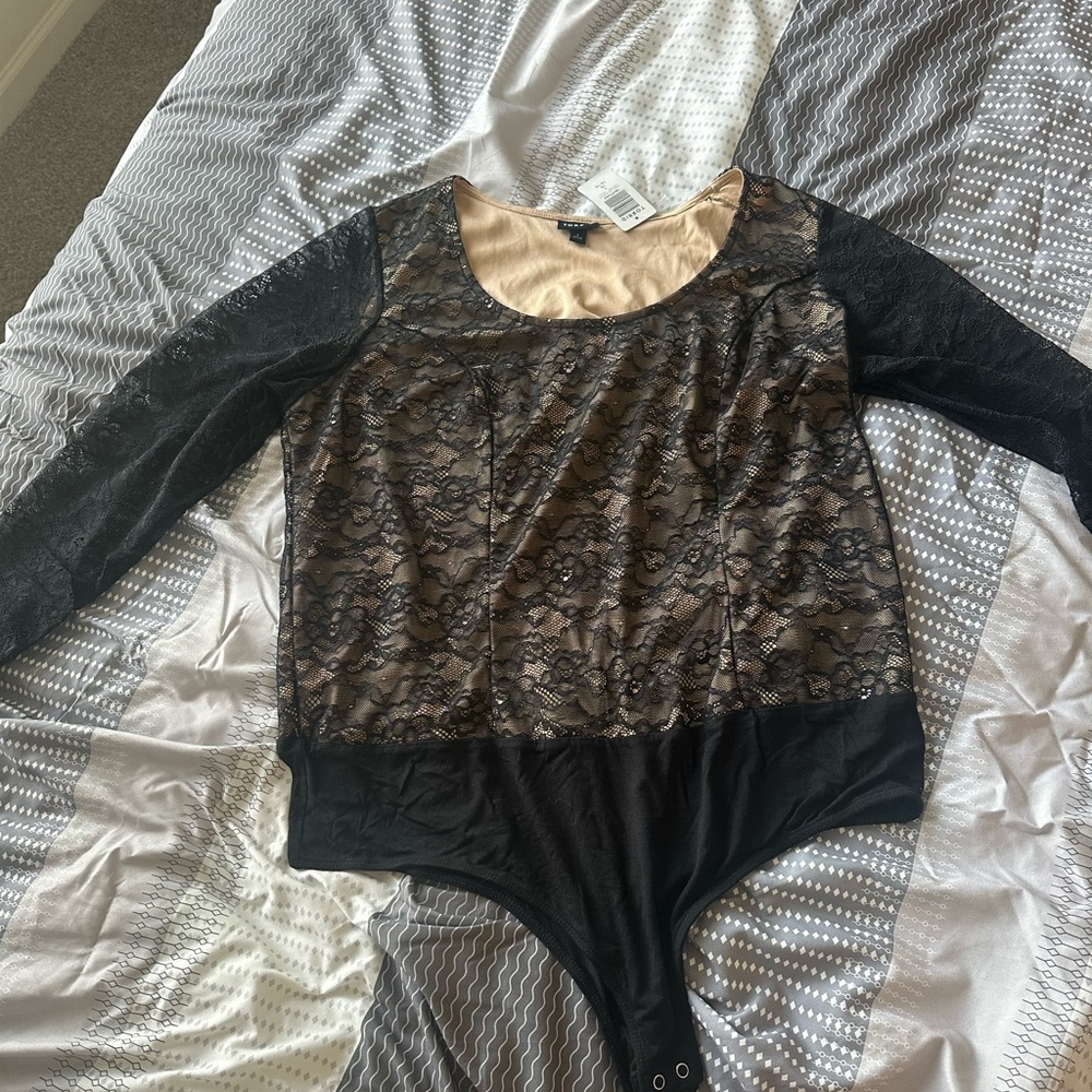Black Lace Long Sleeve Bodysuit